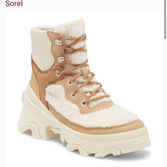 NEW SOREL Brex Waterproof Leather & Faux Shearling Boot - Picture 1 of 5